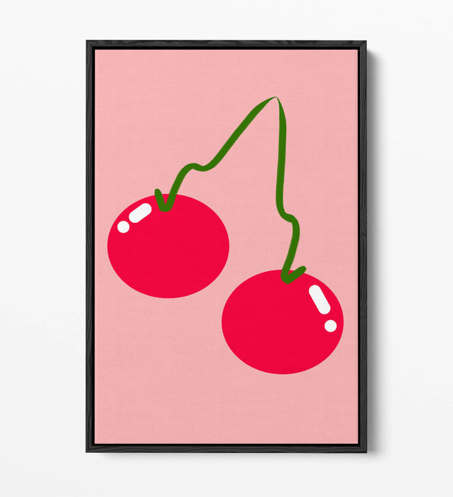 CHERRIES TRENDY MINIMALIST KITCHEN CHERRY -FLOAT EFFECT CANVAS WALL ART PRINT