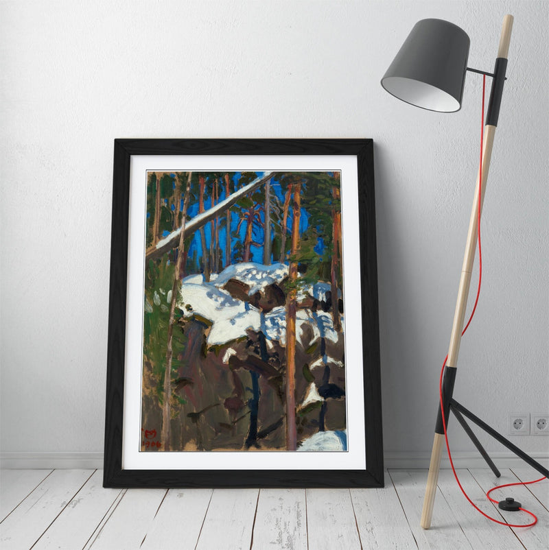 Framed Art Poster – Spring Sun Artwork by Askeli Gallen-Kallela | Wood Grain Frame