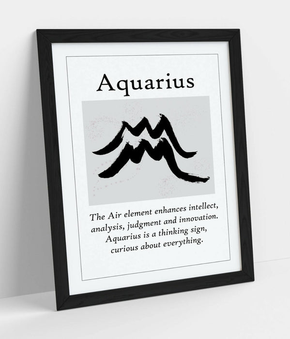 AQUARIUS STAR SIGN ZODIAC ASTOLOGY QUOTE SLOGAN -FRAMED WALL ART PICTURE PRINT