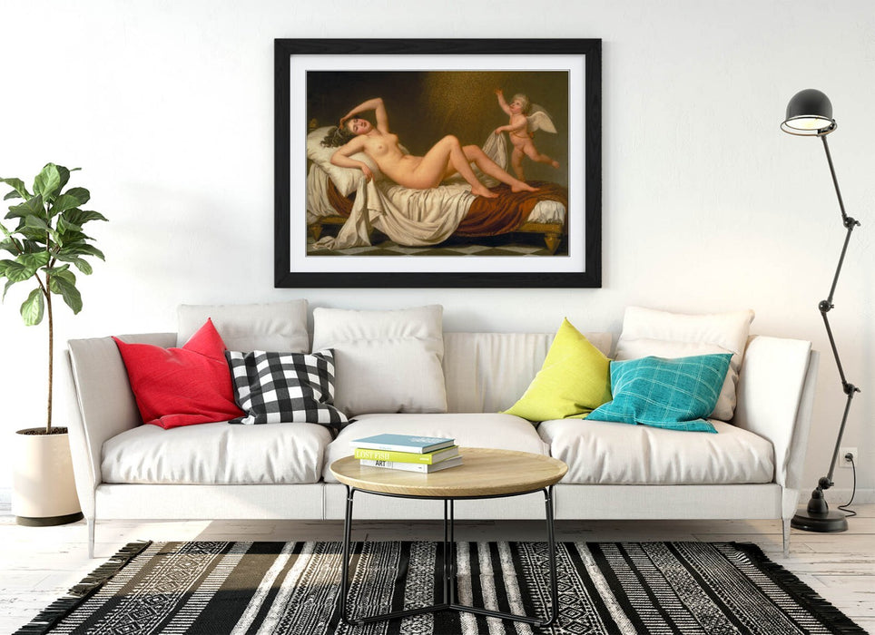 Framed Wall Art Poster – Danae Painting Print With Woodgrain Frame & Archival Ink