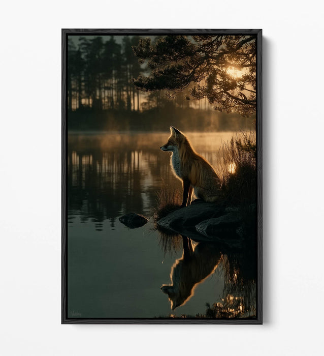 Canvas Wall Art - Cool Fox Float Effect Handmade Print With Premium Frame