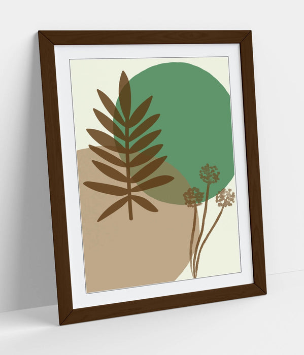 BOTANICAL BAUHAUS LEAF MINIMALIST SAGE-FRAMED WALL ART PICTURE PRINT ARTWORK