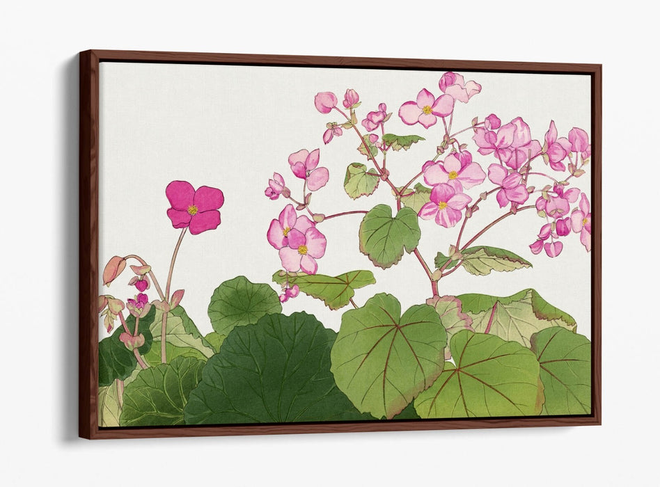 Float Effect Canvas Art – Handmade Japanese Begonia Flower Print on MDF Frame