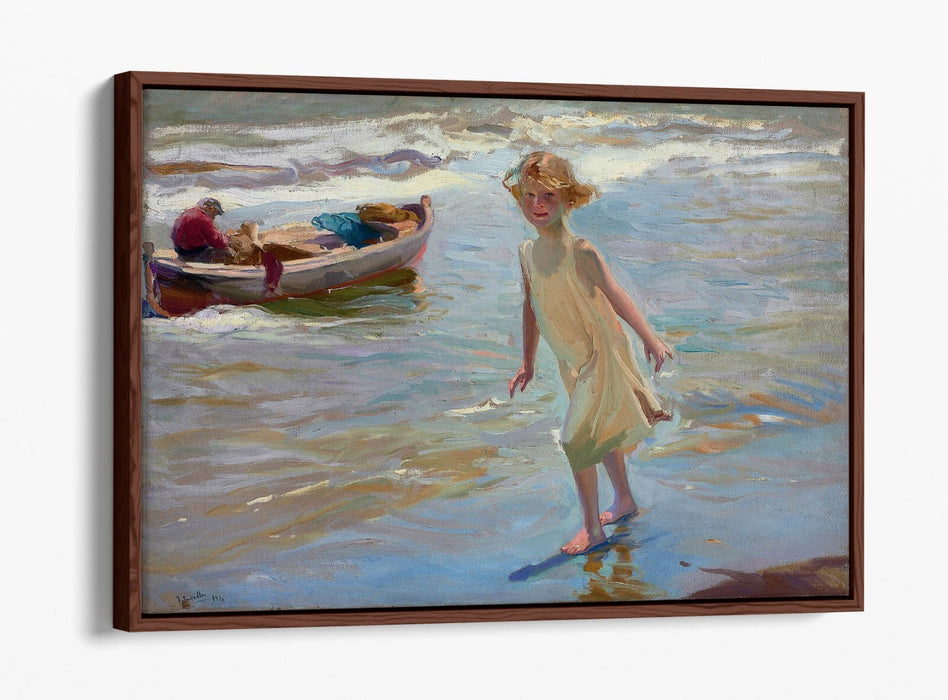 JOAQUIN SOROLLA, GIRL ON THE BEACH -FLOAT EFFECT CANVAS ART PRINT