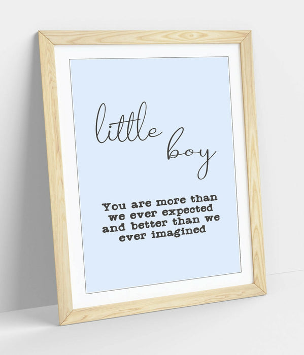 "LITTLE BOY" NURSERY BABY KIDS ROOM QUOTE SLOGAN -FRAMED WALL ART PICTURE PRINT