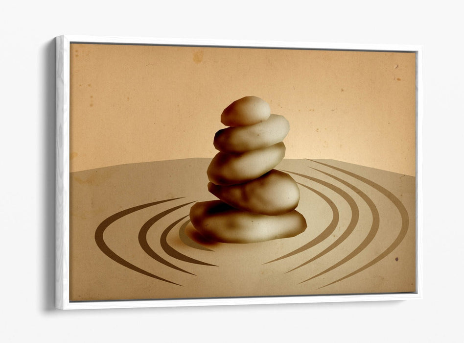 ABSTRACT ZEN STONE STACK HOME DECOR -FLOAT EFFECT CANVAS WALL ART PRINT