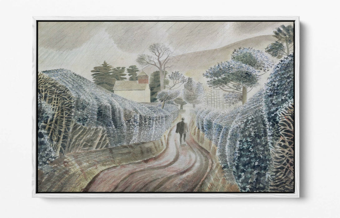 ERIC RAVILIOUS WET AFTERNOON FLOAT EFFECT CANVAS WALL ART PIC PRINT- WHITE