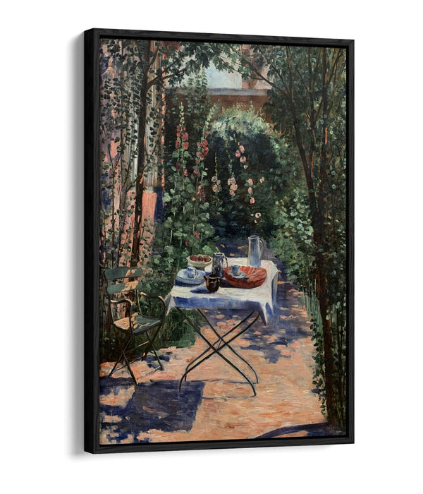 GEORGETTE AGUTTE, CAFE IN THE GARDEN -FLOAT EFFECT CANVAS WALL ART PRINT