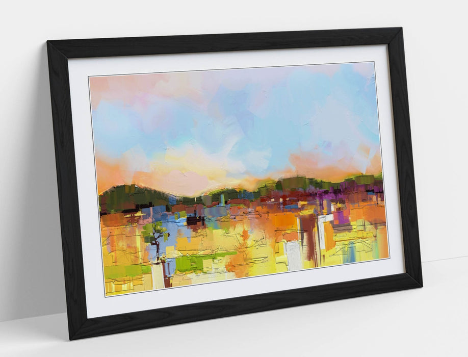 Framed Wall Art - Abstract Colourful Landscape Print | UK Made Home Decor Poster