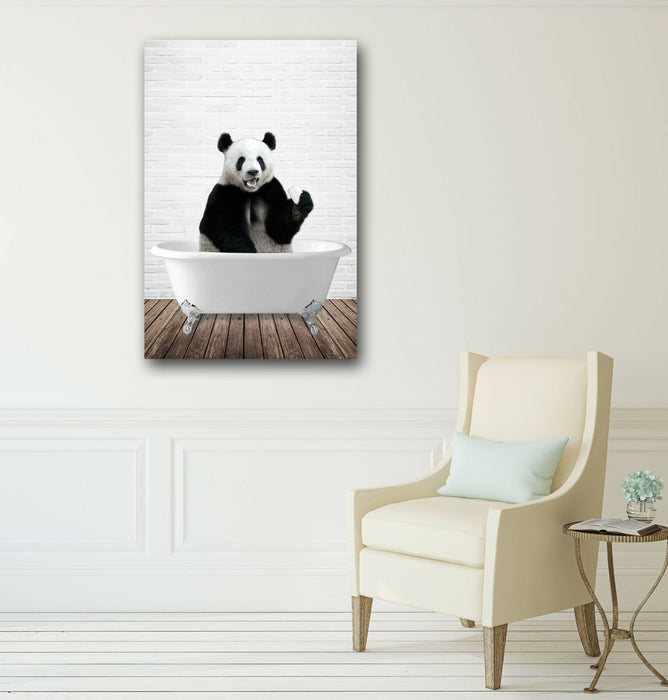 Panda Animal in Bath Bathtub CANVAS WALL ART PRINT ARTWORK PICTURE FRAMED POSTER