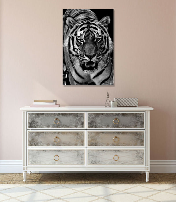 Canvas Wall Art Tiger Black and White Print | Deep Frame Canvas 30mm