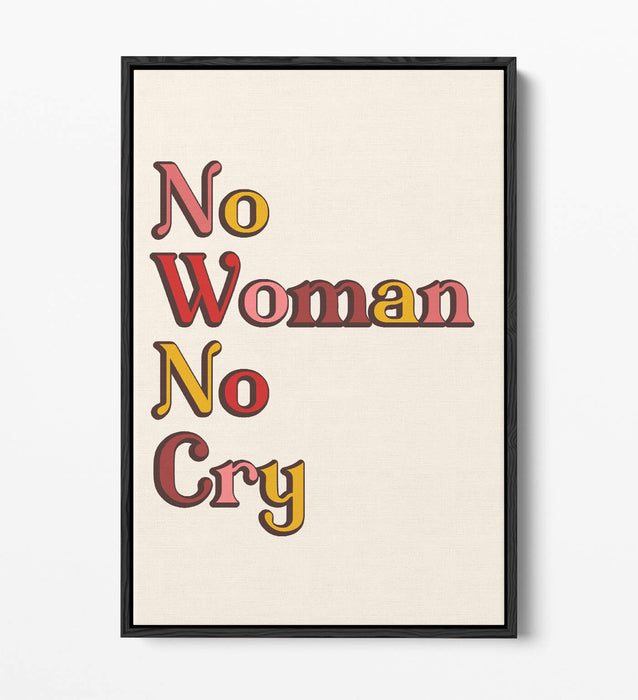 "NO WOMAN NO CRY" BOB MARLEY HOME LOVE QUOTE -FLOAT EFFECT CANVAS ART PRINT