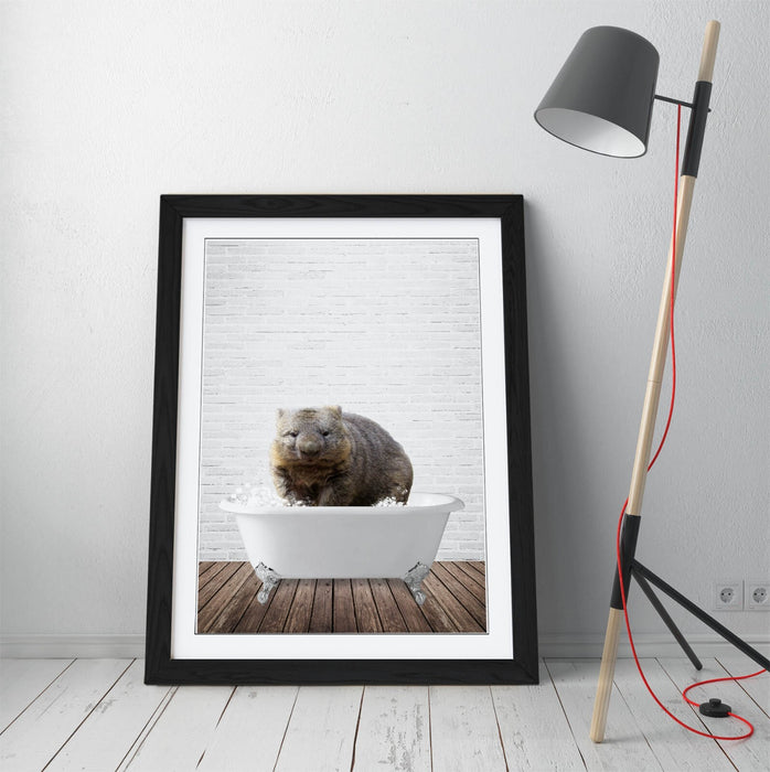 WOMBAT IN BATHTUB -ART FRAMED POSTER PICTURE PRINT BATHROOM ARTWORK
