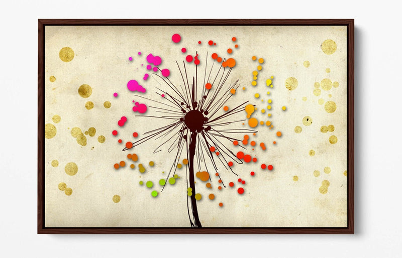 Dandelion Canvas Art - Multi Colour Float Effect Canvas Wall Decor Bedroom Print