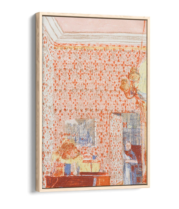 EDOUARD VUILLARD, INTERIOR WITH PINK WALLPAPER -FLOAT EFFECT CANVAS ART PRINT