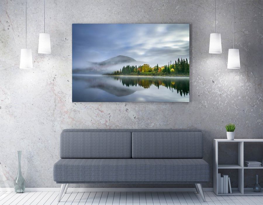 Canvas Wall Art - Lake Forest And Mountain Reflection Premium Canvas Print