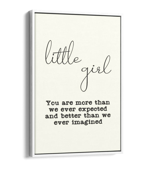 "LITTLE GIRL" NURSERY BABY ROOM QUOTE SLOGAN -FLOAT EFFECT CANVAS WALL ART PRINT
