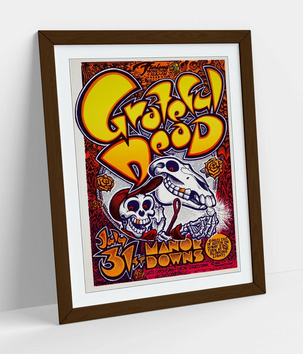 Vintage Grateful Dead Poster – Framed Wall Art With Woodgrain Frame & Matte Print