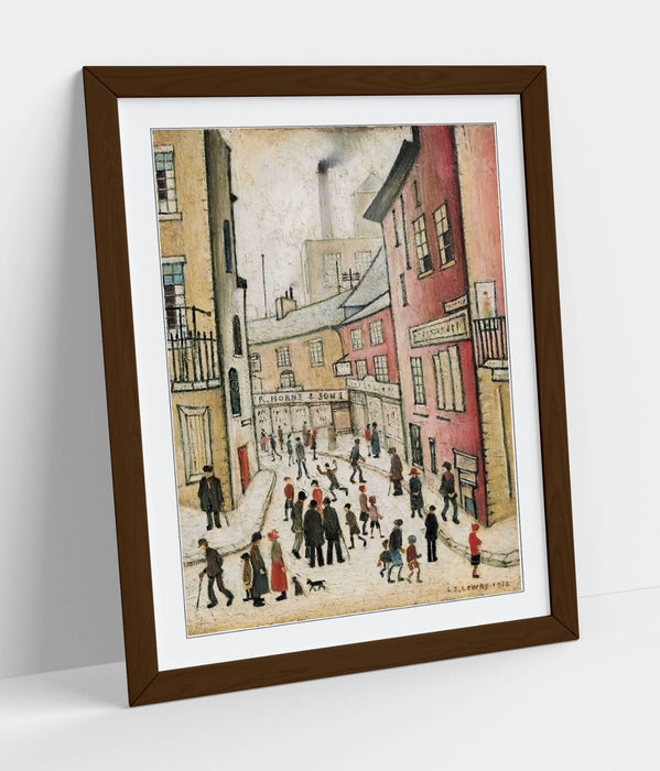 an old street CANVAS WALL ART PICTURE PRINT PAINTING FRAMED Ls Lowry Style