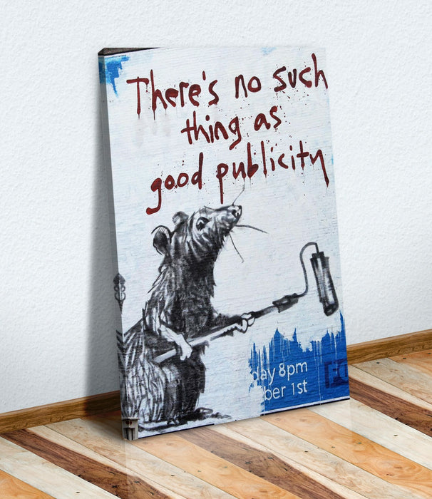 BANKSY CANVAS STREET WALL ART PRINT ARTWORK RATS - NO SUCH THING GOOD PUBLICITY