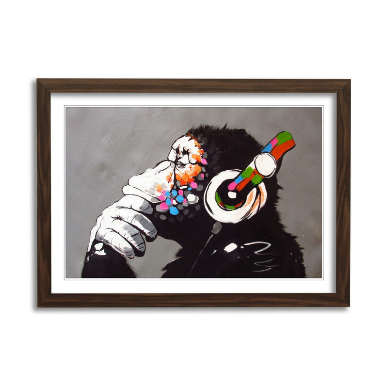Banksy Street Art Poster – Framed Wall Art Featuring Gorilla Monkey DJ Print
