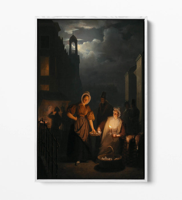 PETRUS VAN SCHENDEL, NIGHT MARKET -FLOAT EFFECT CANVAS WALL ART PICTURE PRINT