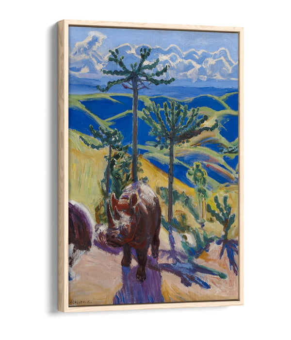 Canvas Wall Art - AskelI Gallen-Kallela Rhinoceros & Trees Float Effect Print