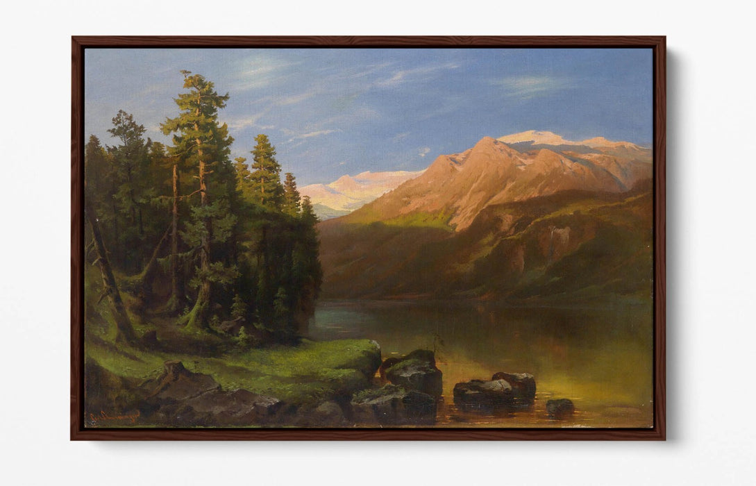 CARL SCHWENINGER, LANDSCAPE IN THE SUNSET -FLOAT EFFECT CANVAS WALL ART PRINT
