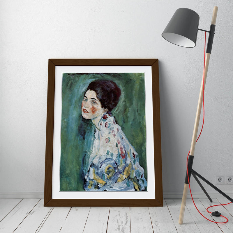 Framed Wall Art Poster - 'Gustav Klimt, Portrait of a Lady' Wall Art With Wood Grain Frame