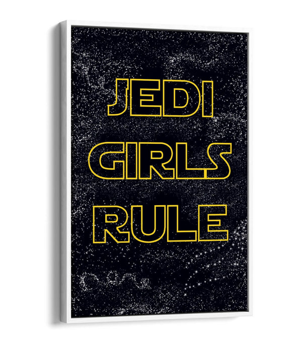 "JEDI GIRLS RULE" STAR WARS STYLE QUOTE KIDS ROOM -FLOAT EFFECT CANVAS ART PRINT