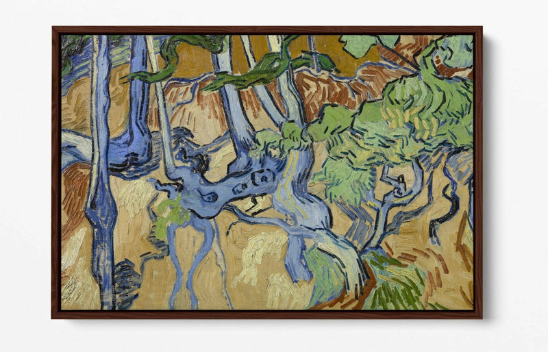 Float Effect Canvas Art – Vincent Van Gogh Tree Roots Painting on 30mm Deep Frame