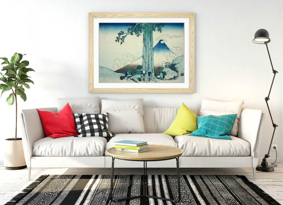 Framed Art Poster - Katsushika Hokusai Mishima Pass Artwork | Matte Finish, Woodgrain Frame