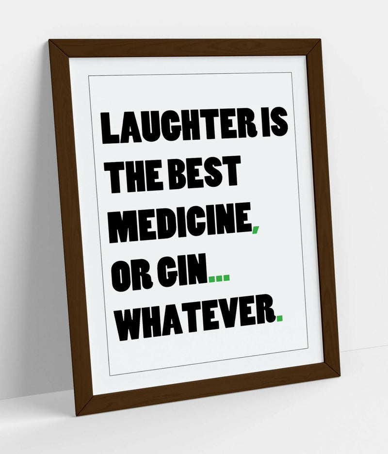 Framed Wall Art - Funny Kitchen Sign With Wood Grain Frame And Archival Ink Print