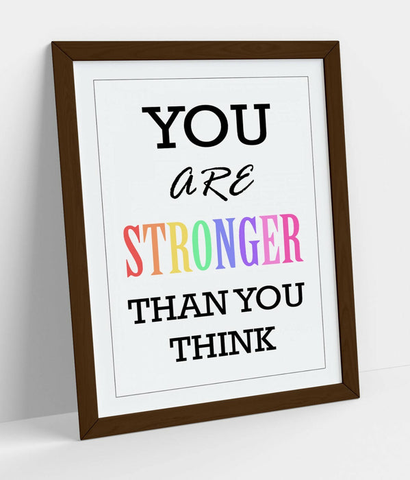 "YOU ARE STRONGER" MOTIVATIONAL QUOTE SLOGAN -FRAMED WALL ART PICTURE PRINT