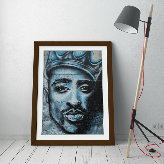 TUPAC GRAFFITI -ART FRAMED POSTER PICTURE PRINT ARTWORK- GREY WHITE