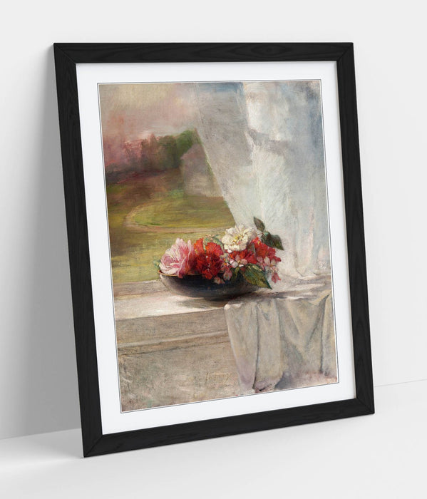 Framed Art Poster - John La Farge, Flowers On Window Ledge | Matte Paper Print