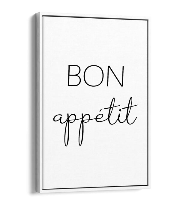"BON APPETIT" KITCHEN FOOD QUOTE SLOGAN HOME -FLOAT EFFECT CANVAS WALL ART PRINT
