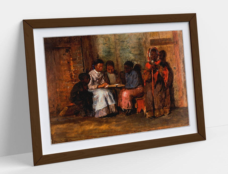 Framed Wall Art – Winslow Homer Sunday Morning Virginia Poster Print with Wood Grain Frame