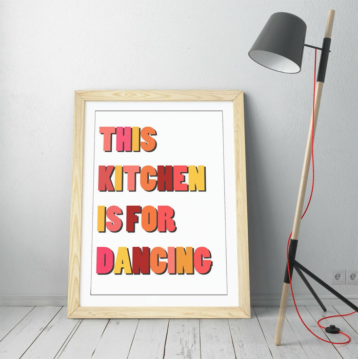 "THIS KITCHEN IS FOR DANCING" FUN HAPPY QUOTE -FRAMED WALL ART PICTURE PRINT