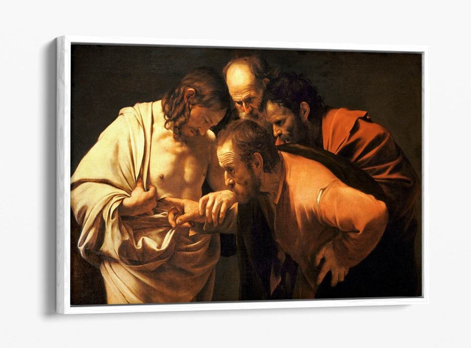 CARAVAGGIO, THE INCREDULITIY OF SAINT THOMAS -FLOAT EFFECT CANVAS WALL ART PRINT