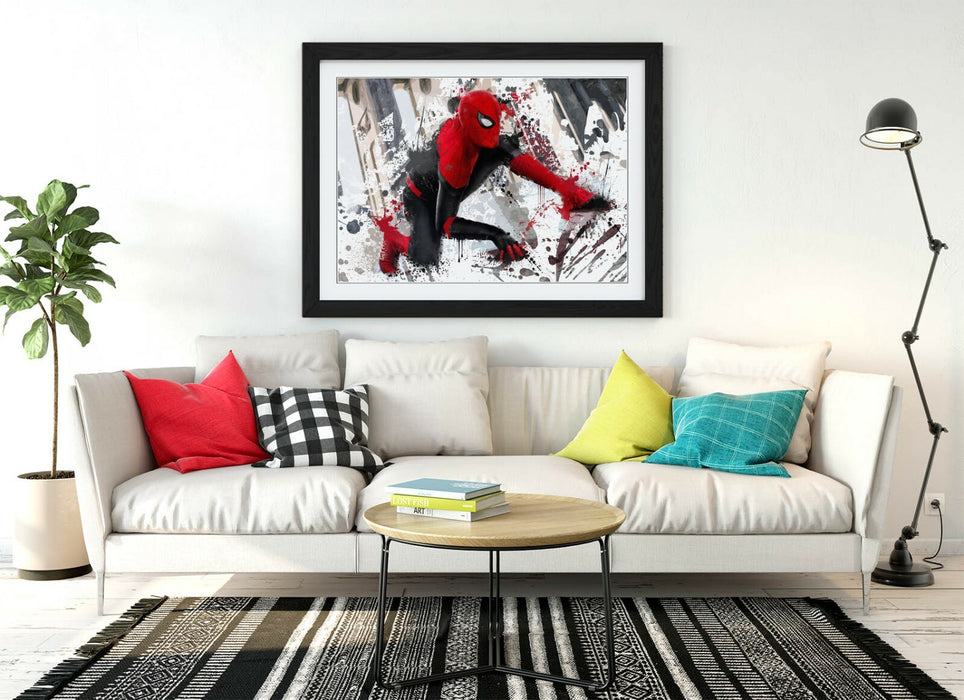 Spiderman Framed Poster - Marvel Superhero Art Print | Handmade UK Frame, Matte Paper