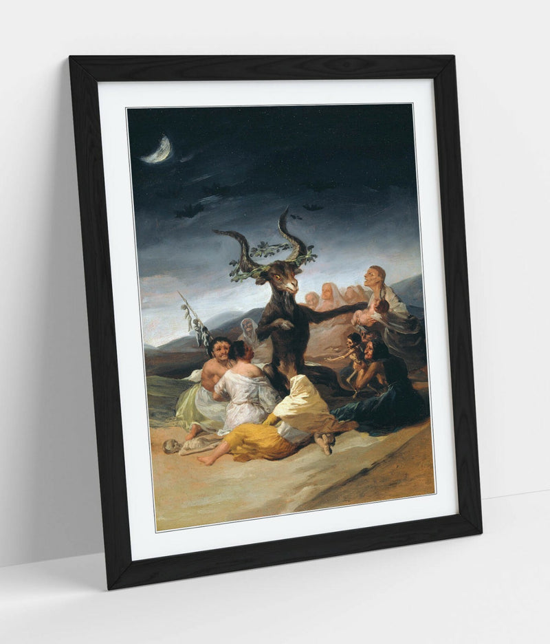 Goya Witches Sabbath Poster – Handmade Framed Art Print With Natural Wood Frame