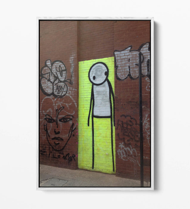 Canvas Art Print - Yellow Graffiti Wall Art With Float Effect & MDF Frame