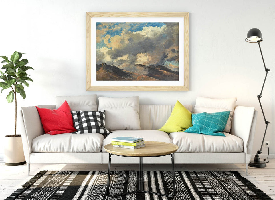 Framed Wall Art Poster – Carl Gustav Carus Mountain Peaks in Clouds Print UK Handmade