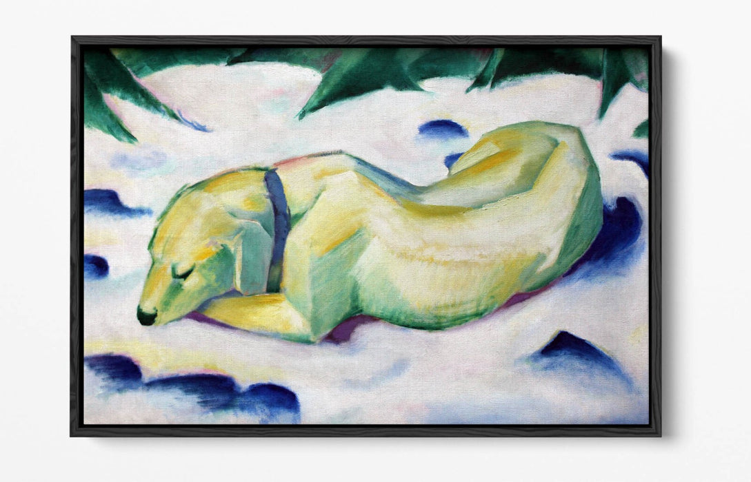 Canvas Wall Art Print - Franz Marc Dog Lying In Snow | Float Effect Canvas