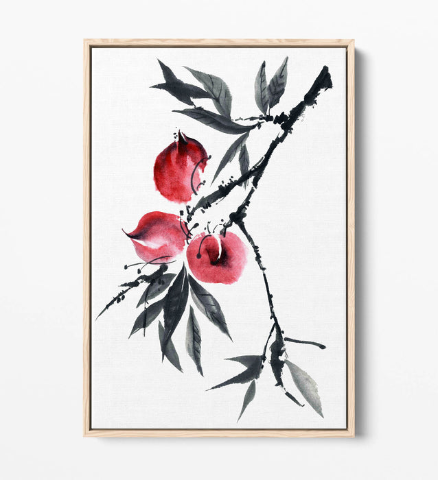 Peach Tree Canvas Art – Watercolour Wall Art | Float Effect Canvas Print