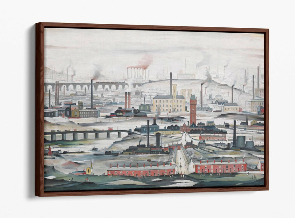 LS LOWRY INDUSTRIAL LANDSCAPE -FLOAT EFFECT CANVAS WALL ART PIC PRINT- WHITE