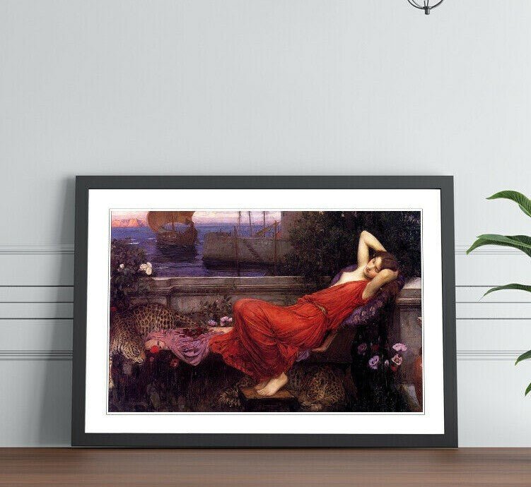 Ariadne Framed Art Print – Classic Waterhouse Poster With Handmade Woodgrain Frame
