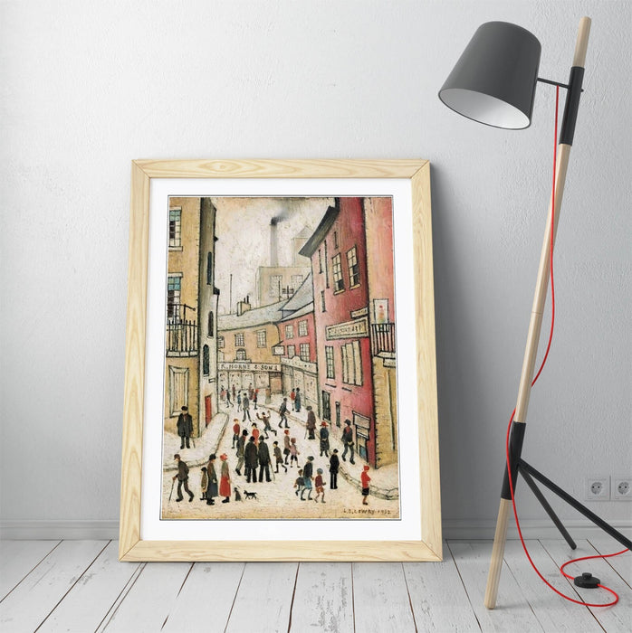 an old street CANVAS WALL ART PICTURE PRINT PAINTING FRAMED Ls Lowry Style