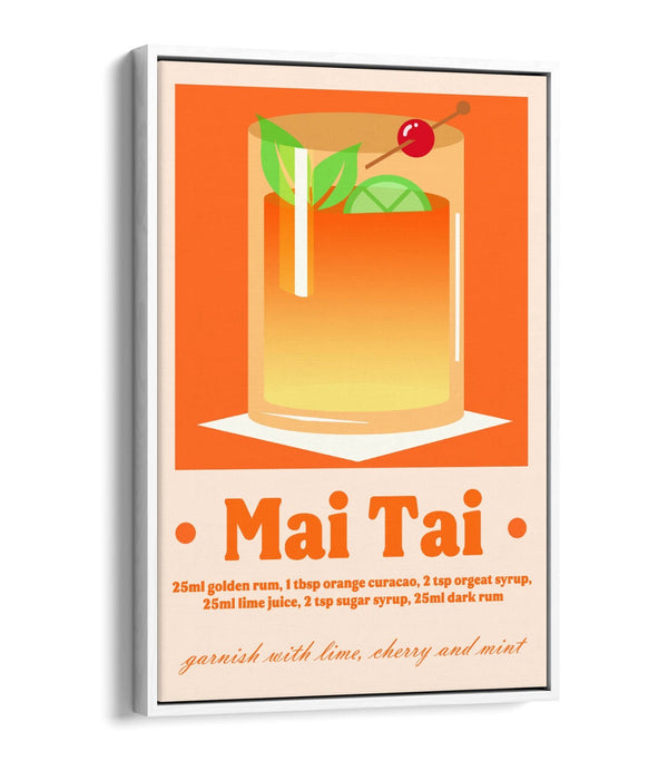 Mai Tai Cocktail Poster - Vibrant Canvas Wall Art With Float Effect Frame